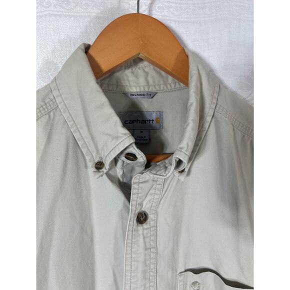 Carhartt Button Down Medium Tan 100382 Short Sleeve Workwear Utility Safari - Picture 5 of 10
